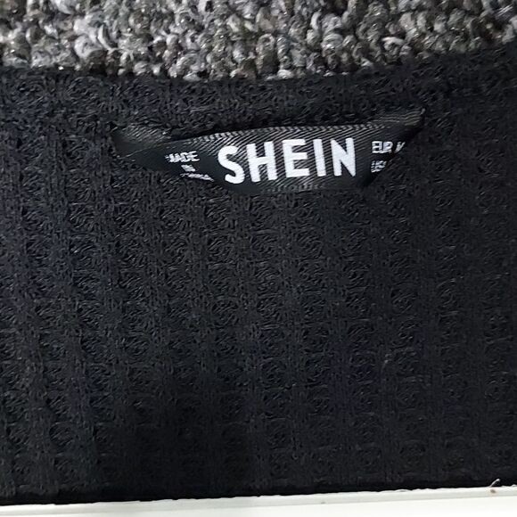 Shein Black Waffle Medium Short Sleeve - Picture 3 of 11